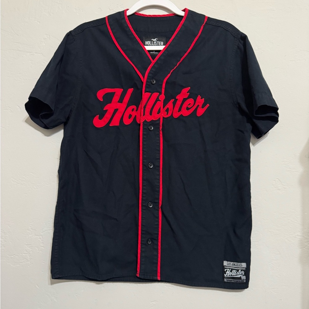 Hollister Black/Red Baseball Jersey/Shirt (S)